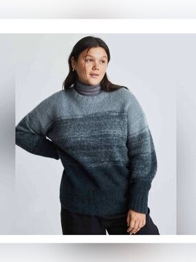 Everlane The Gradient Alpaca Crew Neck Sweater Gray Black Warm Soft Sz Small